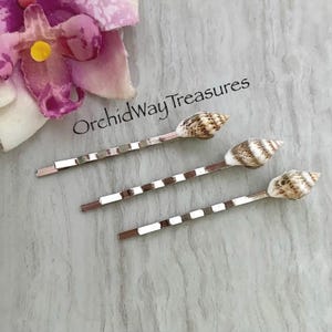 Shell Bobby Pins Set of 3 Hair Pins Silver & Shell Bobby Pins Hair Accessories Hair Jewelry Beach Wedding Hair Accessories Natural Shells