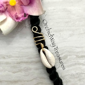 Cowrie Shell Dread/Braid Charm Choice of Wire Color Loc Jewelry Dreadlock Coil Sisterloc Hair Accessories Unisex