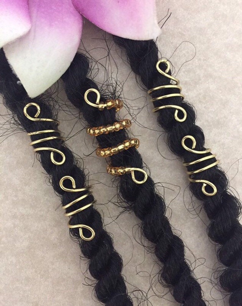Loc Jewelry Gold Coils Set of 5 Dreadlock Cuffs Hair Jewelry | Etsy