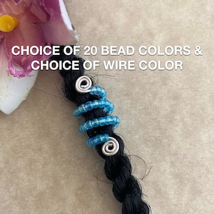 Loc Jewelry Glass Beaded Dread/Braid Charm Choice of 20 Bead Colors & 5 Wire Colors Dreadlock Coil Locs Wedding Hair Accessories Sisterloc