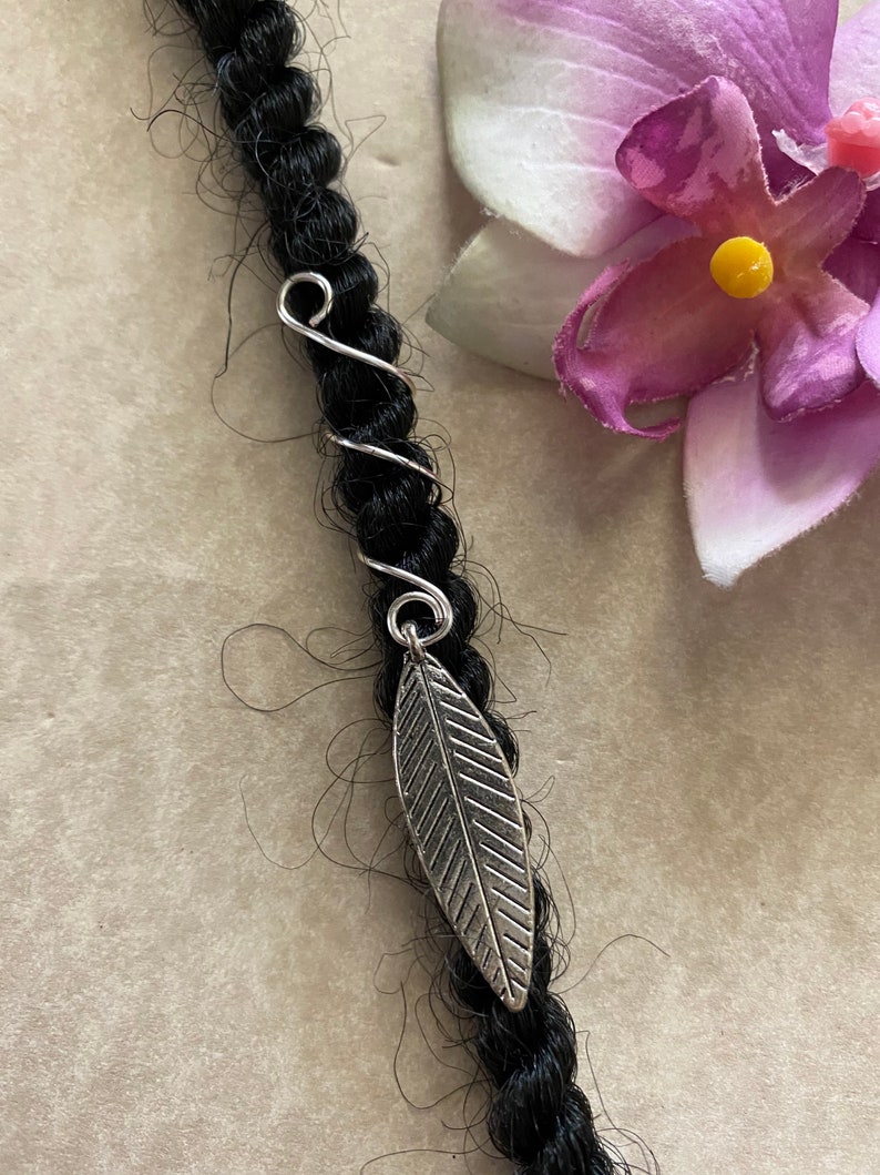 Loc Jewelry Leaf on Copper Gold or Bronze Coil Dreadlock Cuff Hair Jewelry Braids Dreads Locs Braid Jewelry Sisterloc Silver