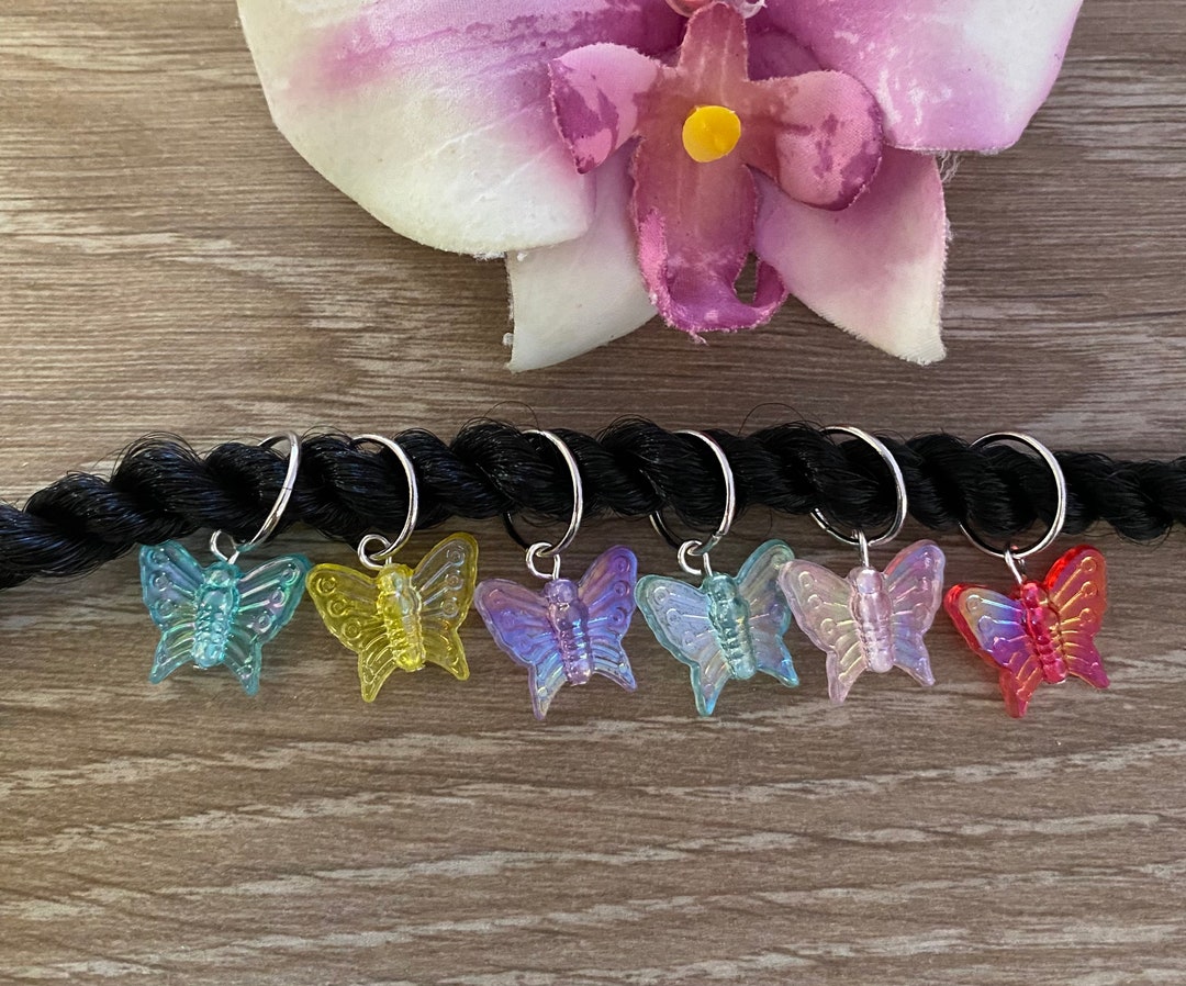 Hair Rings W/pastel Butterflies Braid/ Dread Rings Hair Jewelry Braids ...