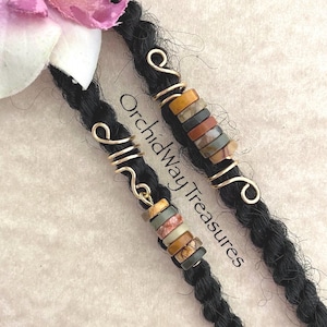 Picasso Jasper Heishi Gemstones Dread/Braid Charm Loc Jewelry Dreadlock Coil Mens Unisex Dread Beads Jasper Hair Accessories Bild 1