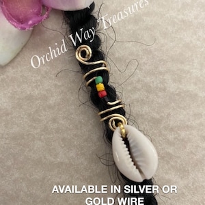 Loc Jewelry Cowrie Shell & Rasta Beads Dread/Braid Charm Dreadlock Coil Locs Shell Sisterloc Spiral Afrocentric Jamaica Hair Accessories