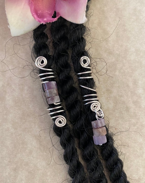 Amethyst loc jewelry crystal dreadlock bead dread bead hair jewelry for  braids