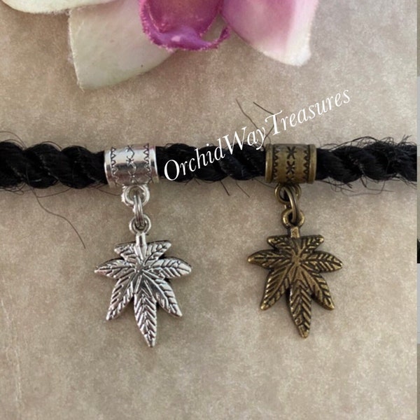 Loc Jewelry Silver or Bronze Pot Leaf Braid/Dread Charm 420 Gift Marijuana Leaf Dreadlock Sisterloc Cuff Weed Unisex Hair Accessories Locs