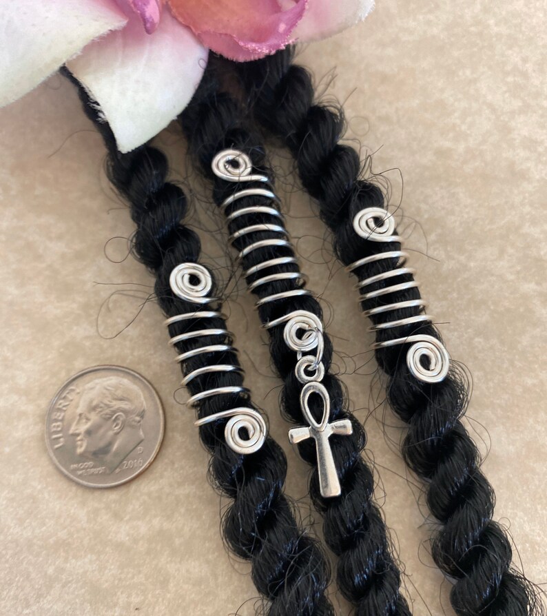 Loc Jewelry Silver Coils w/Ankh Set of 3 Dreadlock Cuffs Hair Etsy