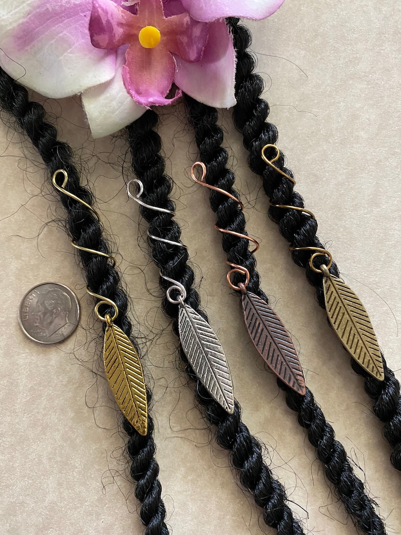 Loc Jewelry Leaf on Copper Gold or Bronze Coil Dreadlock Cuff Hair Jewelry Braids Dreads Locs Braid Jewelry Sisterloc Silver