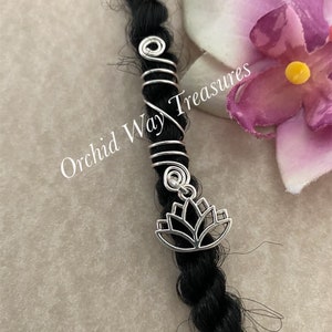 Loc Jewelry Silver Lotus Dread/Braid Charm Yoga Zen Hair Jewelry Sisterloc Locs Braids Dreads Dreadlock Coil Spiral Flower Hair Accessories