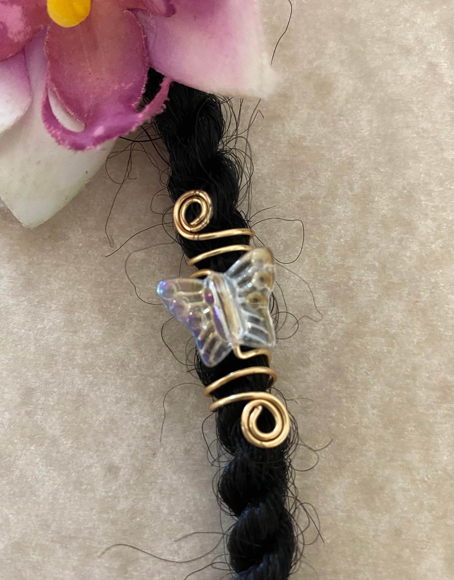 Loc Jewelry W/glass Butterfly Choice of Wire Color Braid Etsy