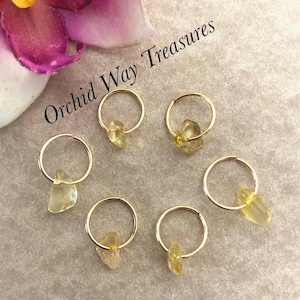 Gold Hair Rings w/Citrine Gemstones Dread/Braid Rings Loc Jewelry Braids Dreads Locs Hair Accessories November Dreadlock Sisterloc Jewels