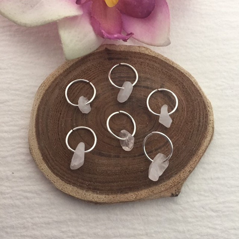 Silver Hair Rings wRose Quartz 6 Braid Rings Sisterlocks Dread Rings Loc Jewelry Beaded Hair Rings Bridal Wedding Dread Jewelry Locs