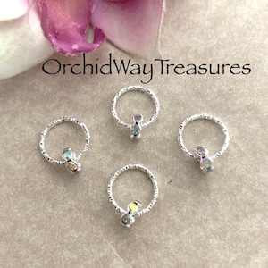 Loc Jewelry Silver Textured Hair Rings w/Rhinestone Rings Braid/Dread Rings Dreadlock Jewelry Locs Unique Wedding Hair Accessories Sisterloc