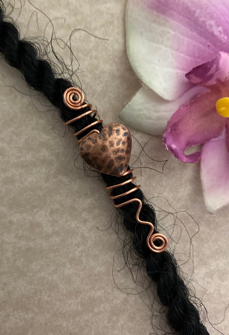 Loc Jewelry Copper Coils W/copper Heart Dreadlock Cuffs Hair Etsy UK