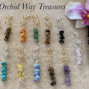 Loc Jewelry Gemstone Dread/Braid Charm Choice of Gems Dreadlock Coil Locs Sisterloc Boho Hair Accessories Amethyst Citrine Rose Quartz Agate