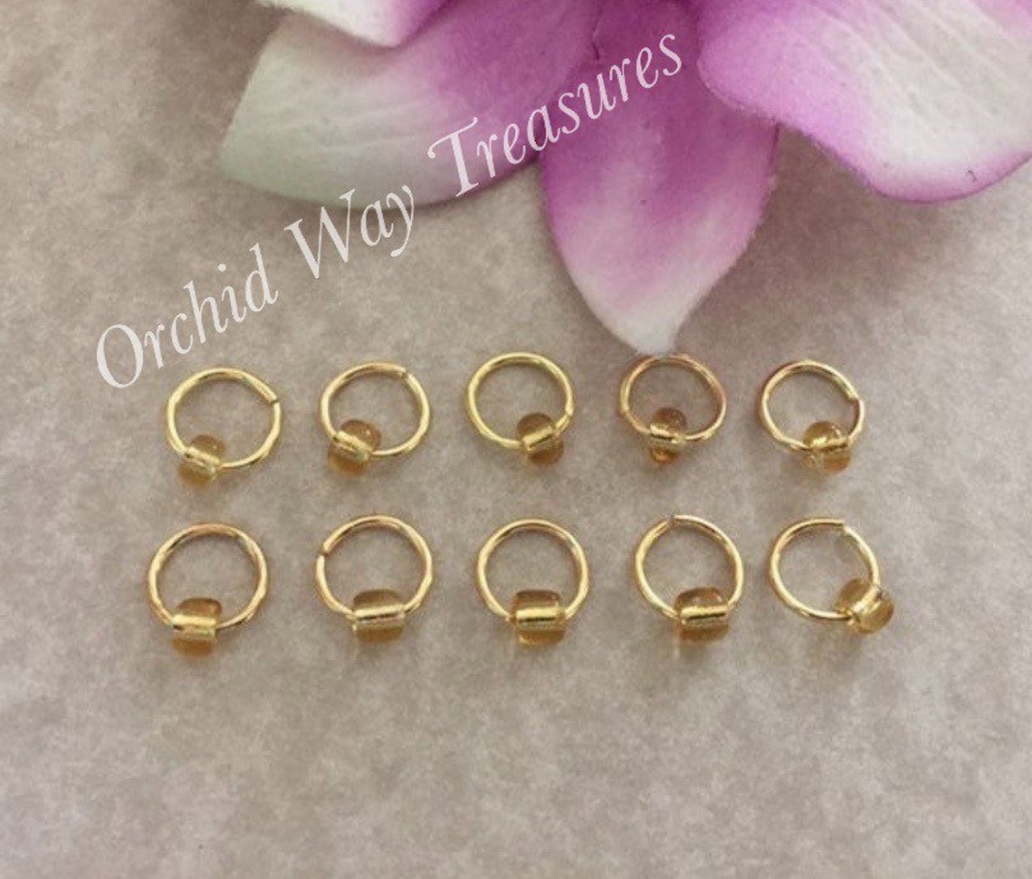 Gold Hair Rings W/gold Glass Beads Set of 10 Braid Rings Dread Etsy
