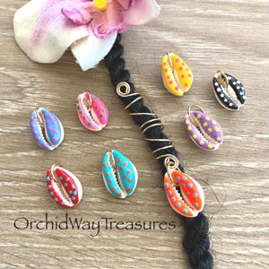Loc Jewelry Cowrie Shell Dread/Braid Charm Dreadlock Coil Choice of 8 Shell Colors Sisterloc Beachy Colorful Hair Accessories