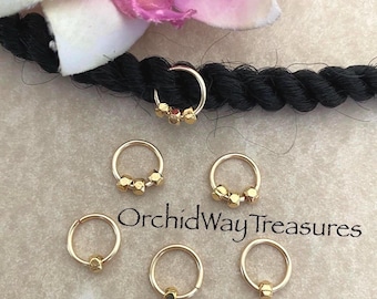 Gold Hair Rings w/Metal Beads Braid/Dread Rings Dreadlock Sisterloc Hair Jewelry Wedding Bridal Rings Gold Loc Jewelry Locs Hair Accessories