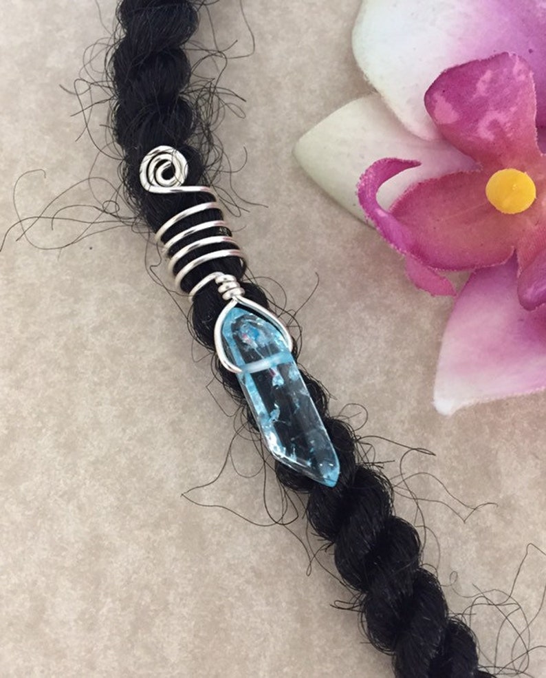Loc Jewelry Crystal Dreadlock Coil Clear Aqua Quartz Crystal Etsy