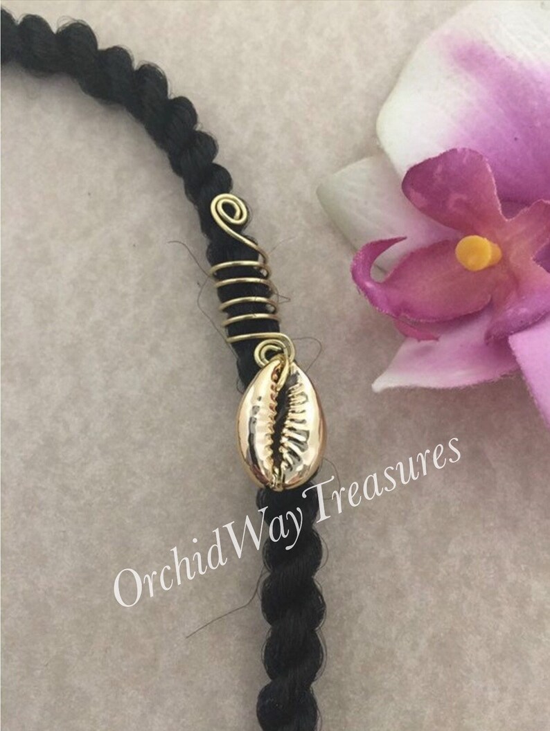 Loc Jewelry Gold Coil w/Gold Cowrie Shell Dreadlock Coil/Cuff Etsy