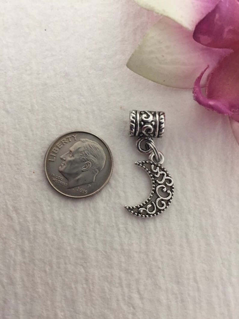 Silver Moon Dreadlock CuffCharm Loc Jewelry Dreads Braids Boho Euro Bracelet Charm Locs Jewelry Silver Filigree Crescent Moon Sisterlocs