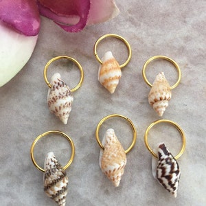 Hair Rings w/Shells Silver or Gold Braid/Dread Rings Locs Shell Hair Jewelry Boho Braids Dreads Sea Shell Loc Jewelry Island Tropicl Beachy image 2