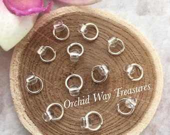 Loc Jewelry Silver Hair Rings w/Clear Glass Beads SMALL 6mm Braid Rings Set of 12 Sisterlocs Rings Tiny Beaded Loc Rings Hair Accessories