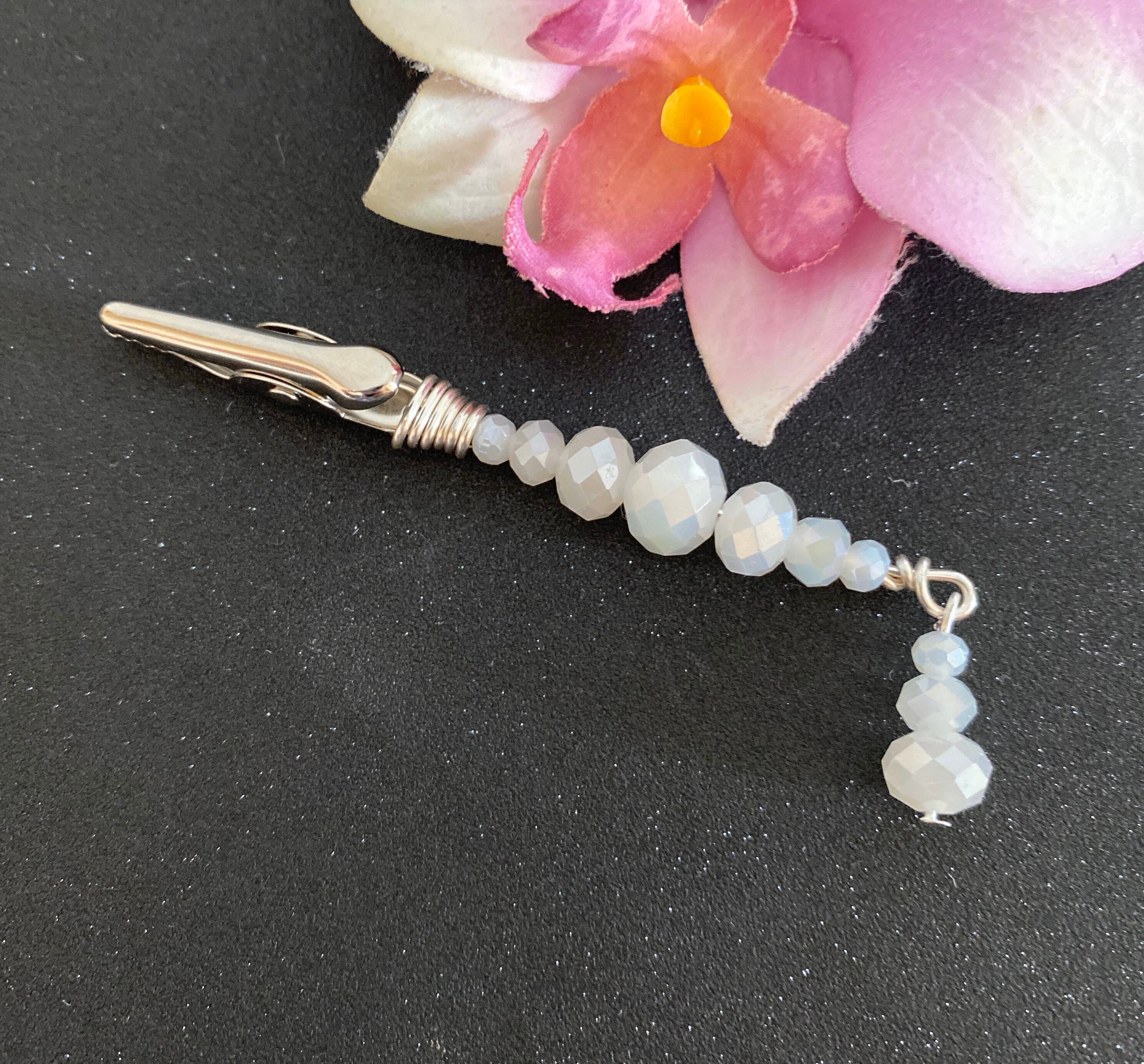 Roach Clip Beaded Wand Style Roach Clip White Glass Beads Etsy