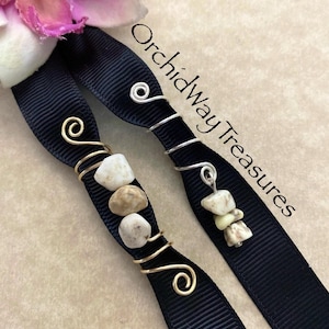 Loc Jewelry w/White Turquoise Gems Dread/Braid Charm Dreadlock Coil Locs Sisterloc Hair Jewel Unisex Mens Gemstone Hair Accessories