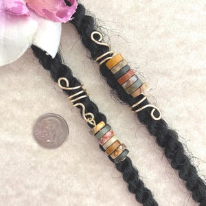 Picasso Jasper Heishi Gemstones Dread/Braid Charm Loc Jewelry Dreadlock Coil Mens Unisex Dread Beads Jasper Hair Accessories Bild 2