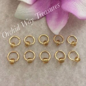Loc Jewelry Gold Hair Rings w/Gold Glass Beads Set of 10 Braid/Dread Rings Beaded Hair Rings Hippie Boho Locs Sisterlocs Hair Accessories