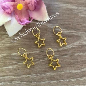 Hair Rings w/Gold Star Charms Set of 4 Braid/Dread Rings Dreadlock Hoops Locs Loc Jewelry Sisterloc Hair Jewels Celestial Hair Accessories