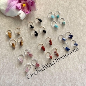 Hair Rings w/Choice of Gemstones Set of 4 Dread/Braid Rings Locs Sisteloc Hair Accessories Loc Jewelry Dreadlock Quartz Jasper Lapiz