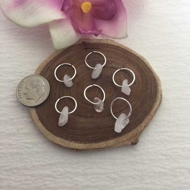 Silver Hair Rings wRose Quartz 6 Braid Rings Sisterlocks Dread Rings Loc Jewelry Beaded Hair Rings Bridal Wedding Dread Jewelry Locs