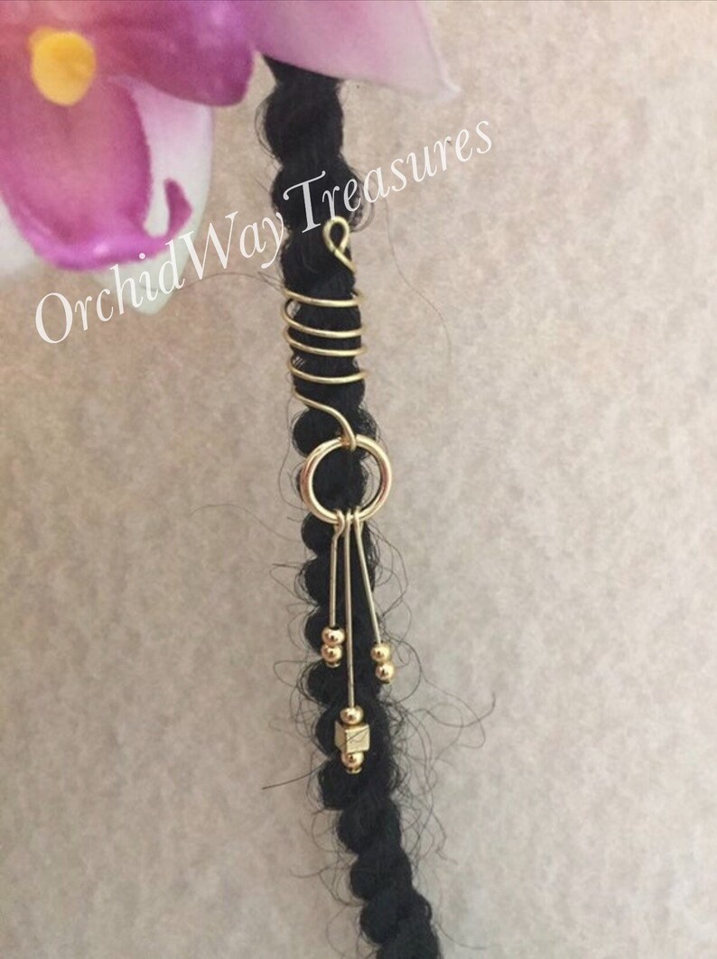 Loc Jewelry Gold Coil W/gold Beads Dreadlock Cuff Hair Jewelry Etsy