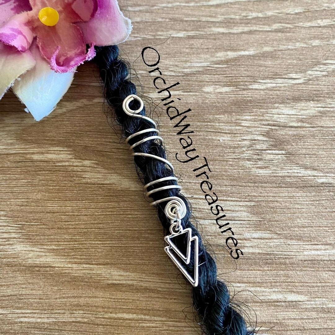 Loc Accessory Silver Loc Jewelry W/silver Double Arrow Dread/braid Charm Dreadlock Coil ...