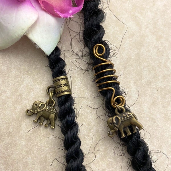 Loc Jewelry Bronze Elephant Loc Coil or Cuff Dread/Braid Charm Locs Braids Dreads Dreadlock Jewelry Sisterlocs Cuff Bronze Hair Accessories