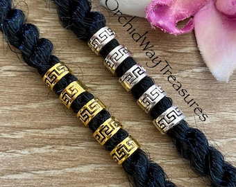 Loc Jewelry Silver or Gold Dread/Braid Cuffs Set of 5–6mm Opening Sisterloc Beard Beads Large Hole Craft Beads Unisex Hair Accessories