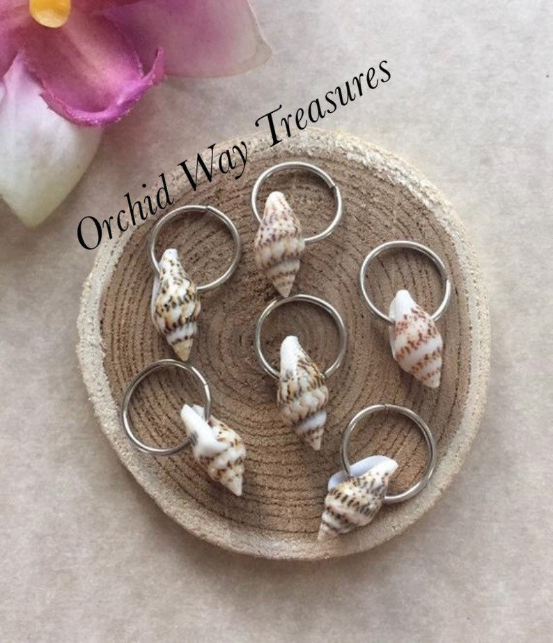 Hair Rings w/Shells Silver or Gold Braid/Dread Rings Locs Shell Hair Jewelry Boho Braids Dreads Sea Shell Loc Jewelry Island Tropicl Beachy image 1