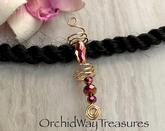Loc Jewelry Gold w/AB Glass Beads Dread/Braid Coil Dreadlock Charm Sisterloc Jewel Pink Gold Spiral Hair Accessories