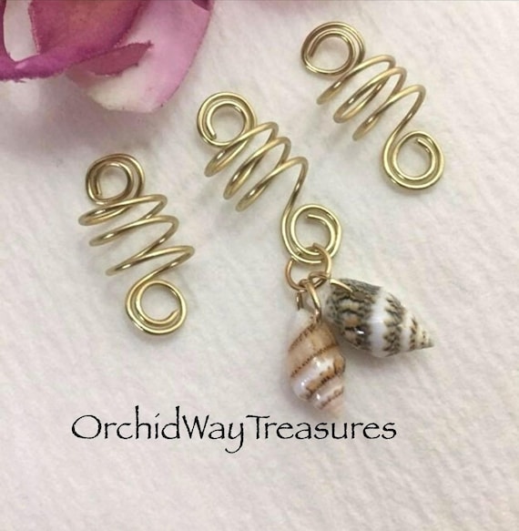 Sea Shell Dread/Braid Coils Set of 3 Dreadlock Charms Loc Jewelry Sisterloc Summer Boho Beach Tropical Vacation Cruise Hair Accessories