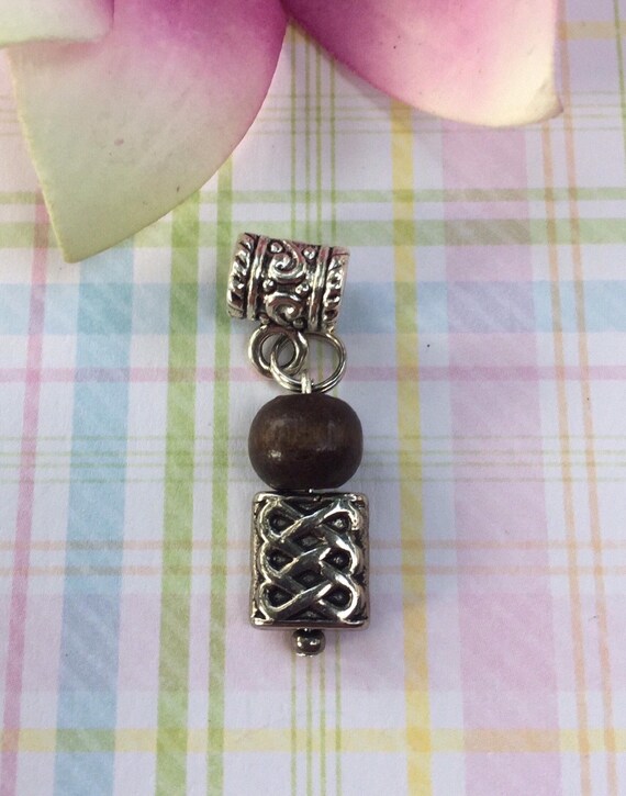 Wood Silver Dreadlocks Cuff Charm Hair Jewelry Dreads Braids Boho Euro Bracelet Charm Loc Jewelry Braid Beads Dreadlock Jewelry Locs