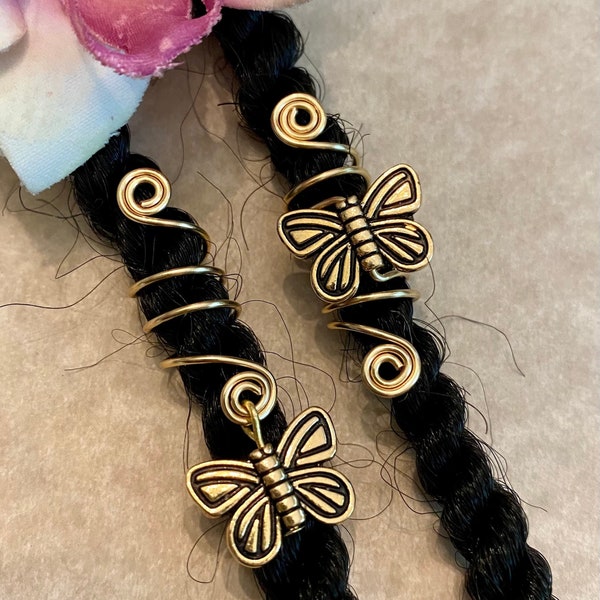 Loc Jewelry Gold Butterfly Dread/Braid Charm Braids Dreads Dreadlock Sisterloc Hair Accessories Butterflies Gold Butterfly Coil Hippie Cuff