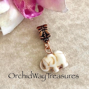 Stone Elephant on Copper Cuff Dread/Braid Charm Loc Jewelry Sisterloc Dreadlock Afrocentric Hair Accessories Unisex