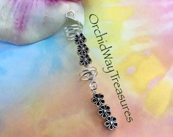Loc Jewelry Silver Flower/Daisy Dread/Braid Coil Dreadlock Charm Sisterloc Jewel Hair Accessories