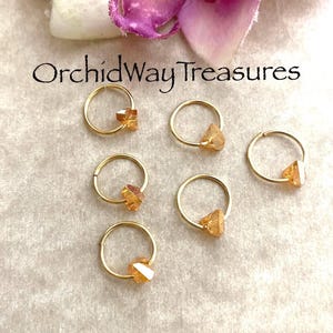 Gold Hair Rings w/Amber Glass Beads Set of 6 Braid/Dread Rings Hair Accessories Dreadlock Loc Jewelry Wedding Hair Jewelry