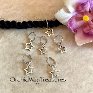 Silver Hair Rings w/Stars Braid Rings Braid Jewelry Dread Rings Boho Hair Jewelry Braids Locs Dreadlock Loc Jewelry Star Hair Accessories