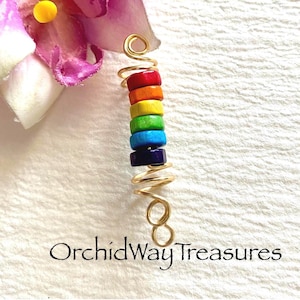 Wooden Rainbow Heishi Beaded Dread/Braid Charm Dreadlock Coil Loc Jewelry Sisterloc Wood Hair Accessories