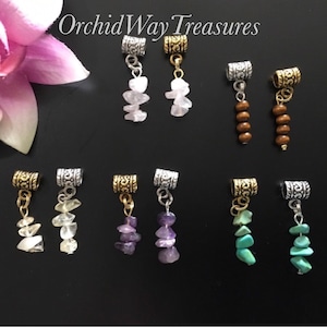 Loc Jewelry Amethyst-Rose Quartz-Citrine-Howlite Gems-Wood Dread/Braid Charm Dreadlock Cuff Hair Accessories Sisterloc Locs Euro Charm