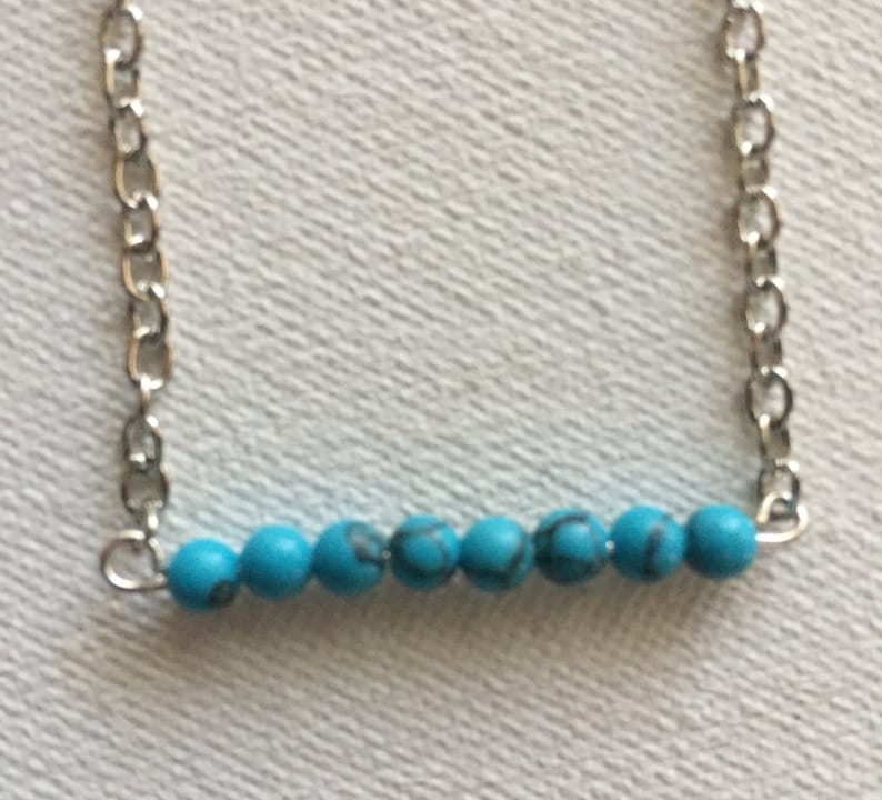 Beaded Bar Necklace Silver Feather Turquoise Bar Necklace Native American Necklace Layered Western Jewelry Southwestern Jewelry